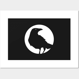 Moon crow - White Posters and Art